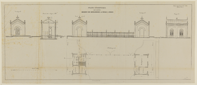 217585 Aanzichten, doorsnede en plattegrond van het gebouw voor bestelgoederen en retirade op het station van de ...